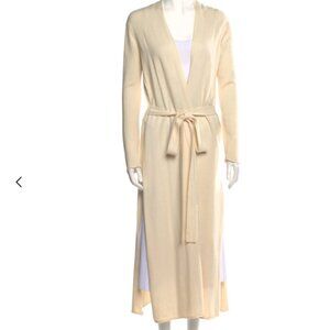 Maje Wool V-Neck Long Cream Cardigan